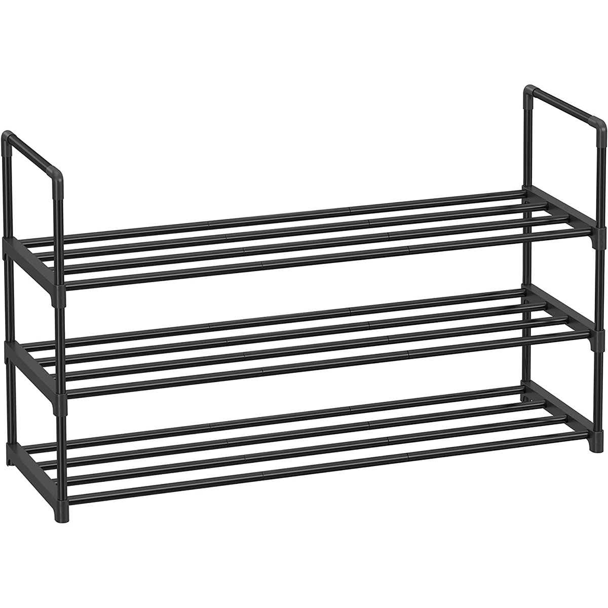 3-Tier Durable Metal Shoe Storage Shelf Easy-to-Assemble Long Rack for Shoes Convenient Living Room or Home Gym Furniture