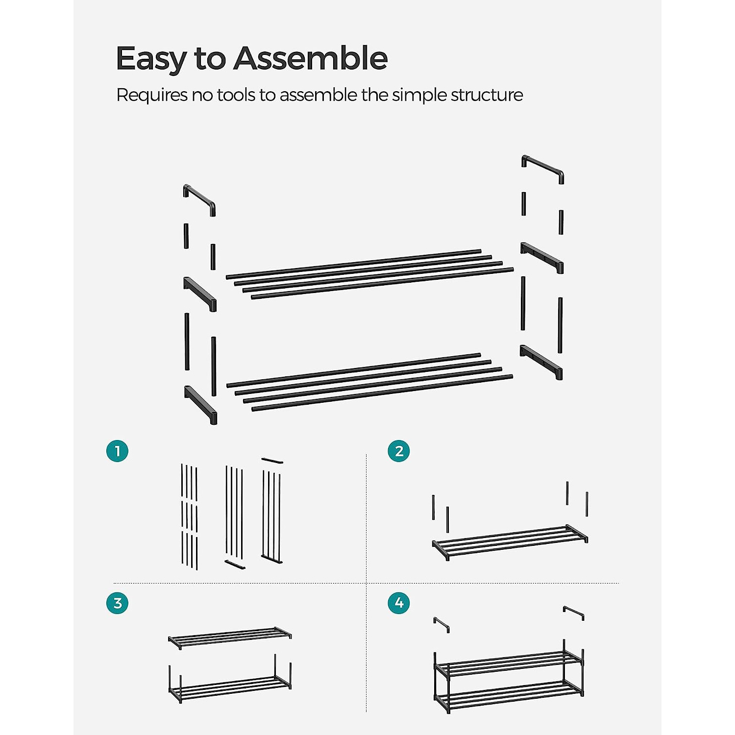 2 Tier Shoe Organizer Rack Metal Shoe Storage Shelf for 10 Pairs of Shoes Easy to Assemble Household Durable Article