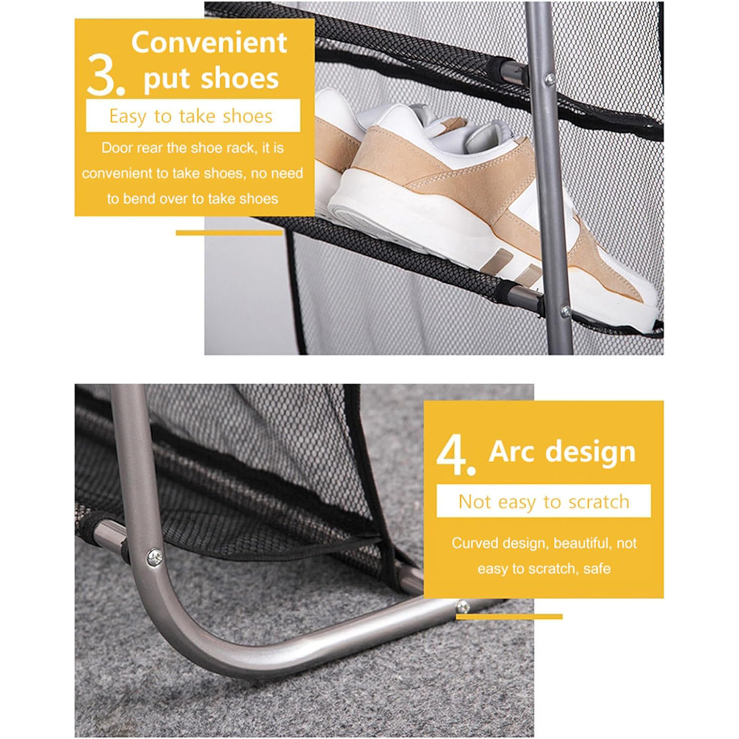 10-Tier Modern Over-The-Door Shoe Organizer with Metal Hooks PP Rack Wall Shoe Shelf for Living Room & Closet Hanging Storage