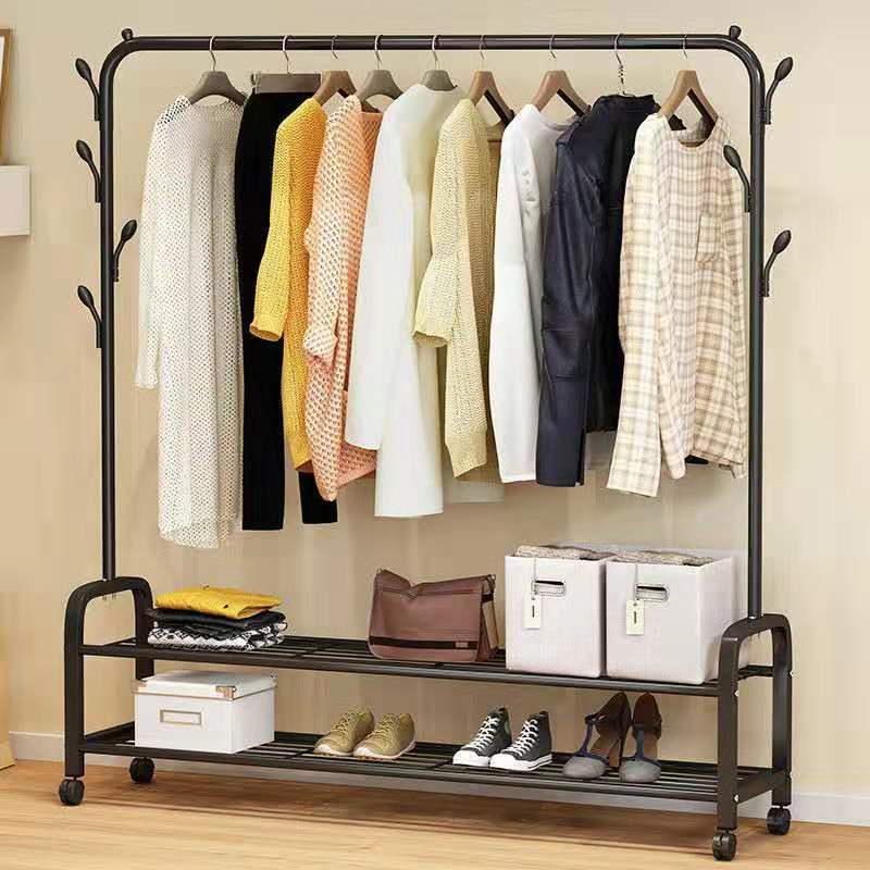 Custom OEM Drying Rack Floor Coat Adjustable Bedroom Rolling Garment Display Rack