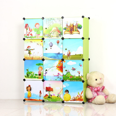 Source Factory Baby Wardrobe Cartoon Kids Plastic Portable Clothes Wardrobe Closet Organizer