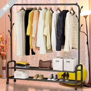 Factory Supplier Coat Racks Storage Adjustable Bedroom Clothing Rolling Garment Rack