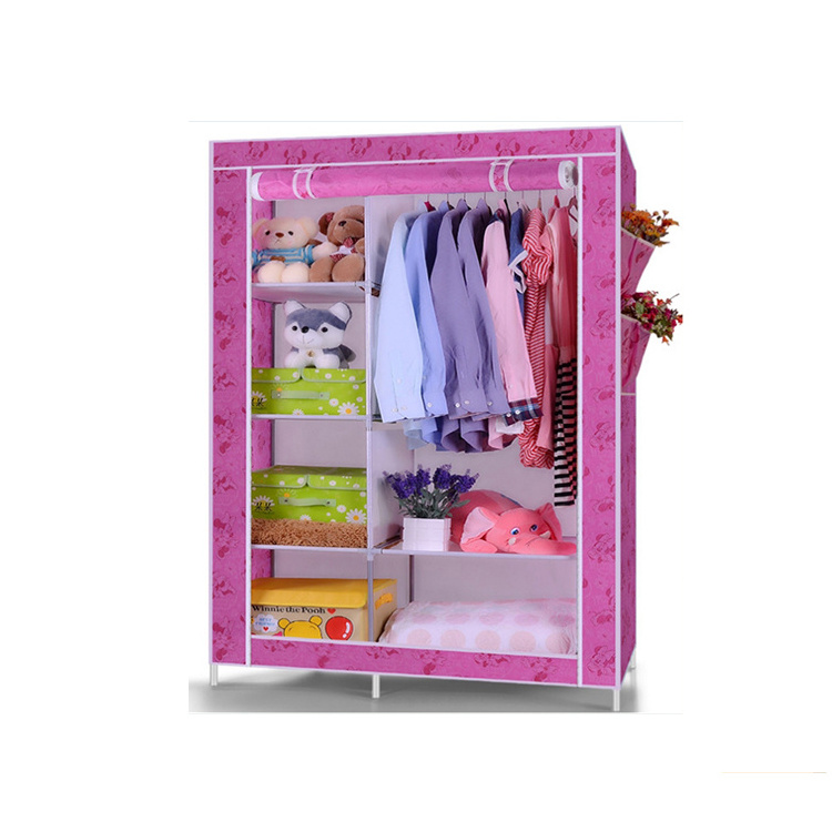 Modern Metal Wardrobe Closet Mobile Living Room Furniture With Adjustable Clothes Organizer For Bedroom Use