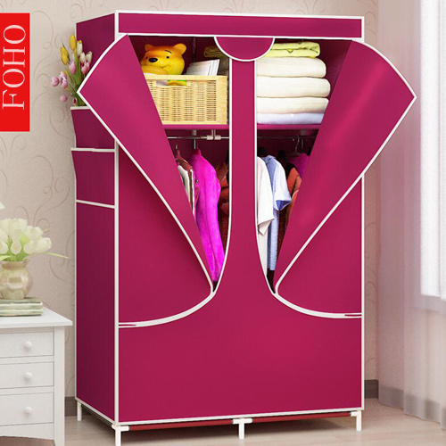 Portable Wardrobe Closet Storage Organizer Metal Hanging Rack Non-Woven Fabric wardrobe