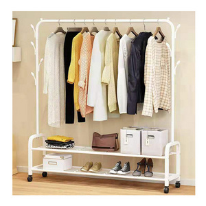 Custom OEM Drying Rack Floor Coat Adjustable Bedroom Rolling Garment Display Rack