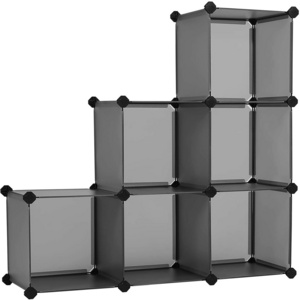 6-Cube Bookshelf, DIY Plastic Cabinet, Modular Bookcase, Storage Shelving for Bedroom