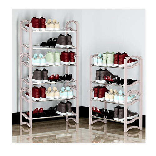 Wholesale Custom Shoe Rack Iron Tube Plastic 4 Tier Collapsible Shoes Rack Stand Organizer