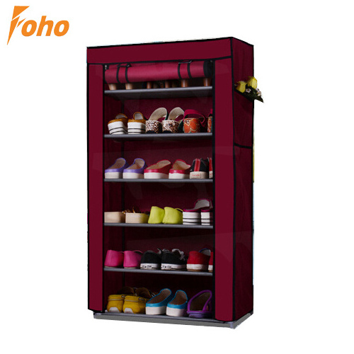 China Supplier Rack Shoe Portable Folding Non-woven Fabric Dustproof 6 Tiers Shoe Rack