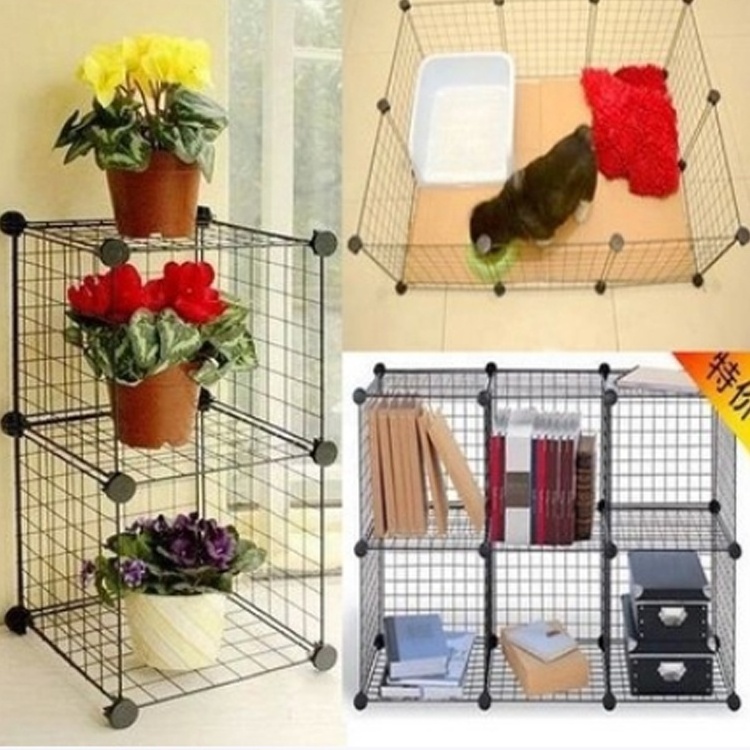 metal mesh wire assembled portable diy iron shelf