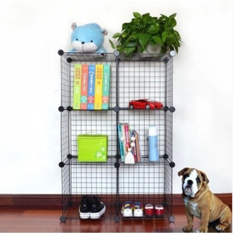 metal mesh wire assembled portable diy iron shelf