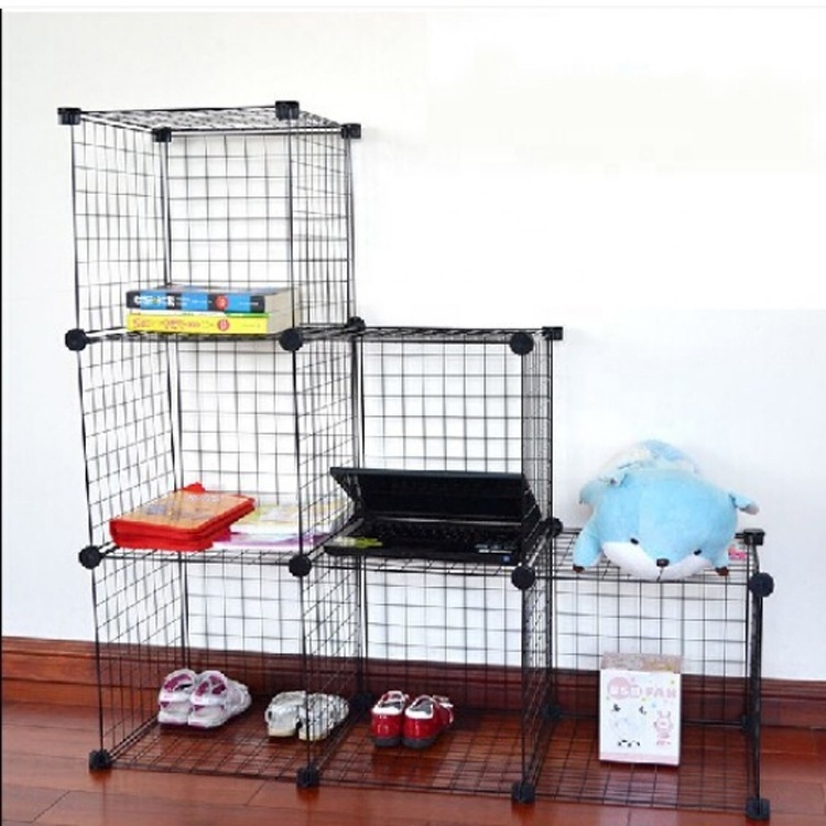 metal mesh wire assembled portable diy iron shelf