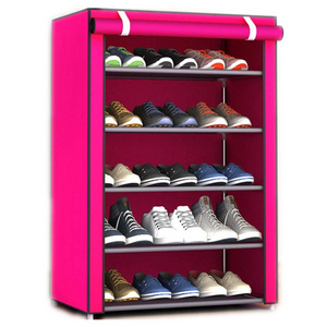 Wholesale OEM  Shoe Stand Rack 5 Tier Dustproof Home Furniture Non-woven Fabric Shoe Rack