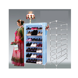 Modern 7 Tier Non-Woven Cloth Shoe Rack with Side Pockets