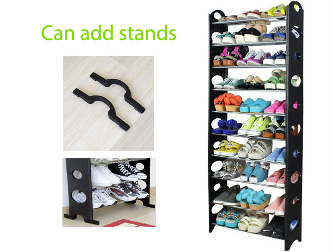 Low Price 10 Layer 50 Pairs Plastic Shoe Rack Organizer Shoe Rack Cabinet Space Saver