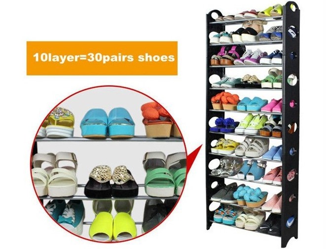 Low Price 10 Layer 50 Pairs Plastic Shoe Rack Organizer Shoe Rack Cabinet Space Saver