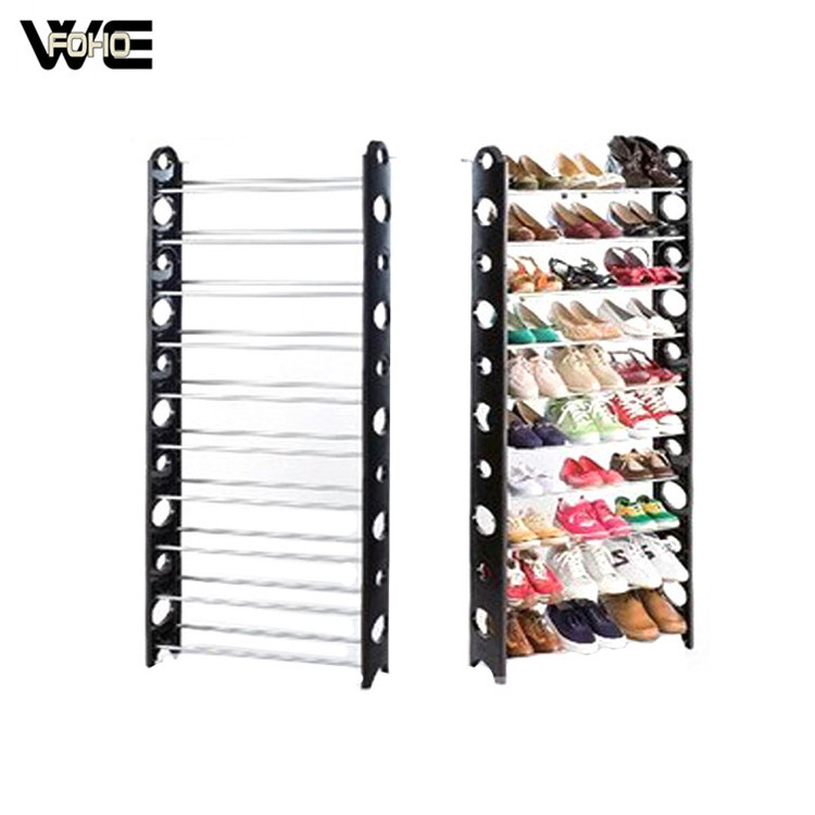 China Supplier Storage Racks Living Room Furniture DIY Plastic 10 Tiers Shoes Rack Organizer