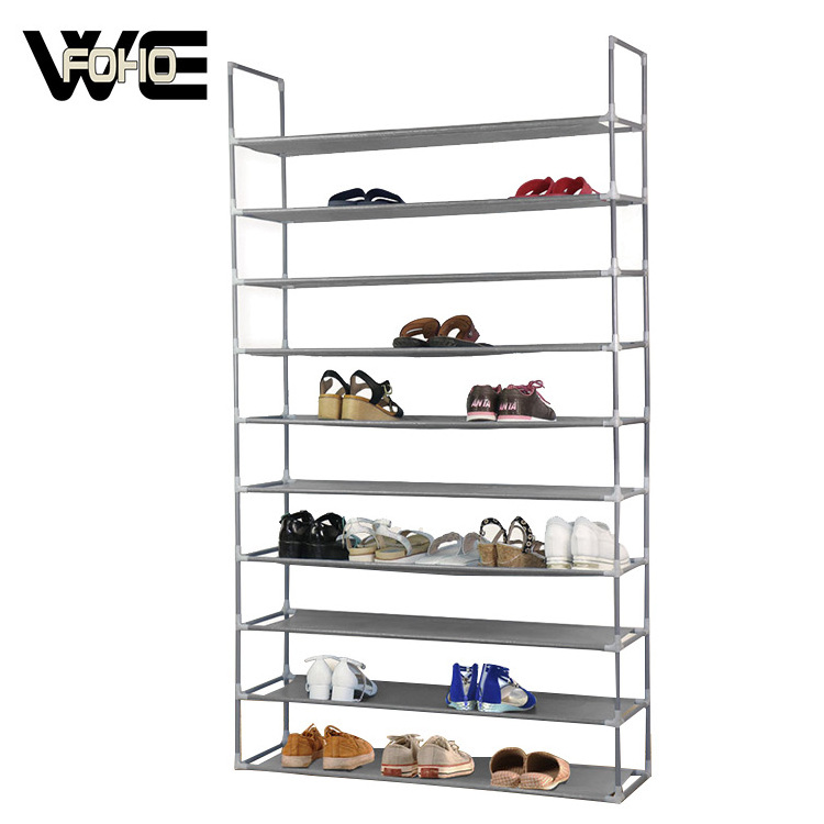 Factory Price Shoe Rack Organizer 10 Tier 50 Pairs Portable Fabric Metal Shoe Racks Cabinet for Home