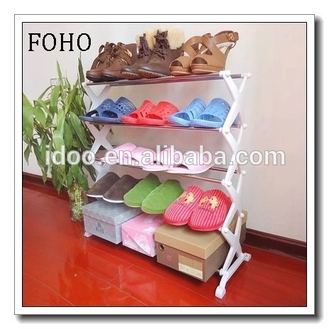 PP Frame Iron Tubes Metal Folding Shoe Rack Folded Industrial Shoe Rack