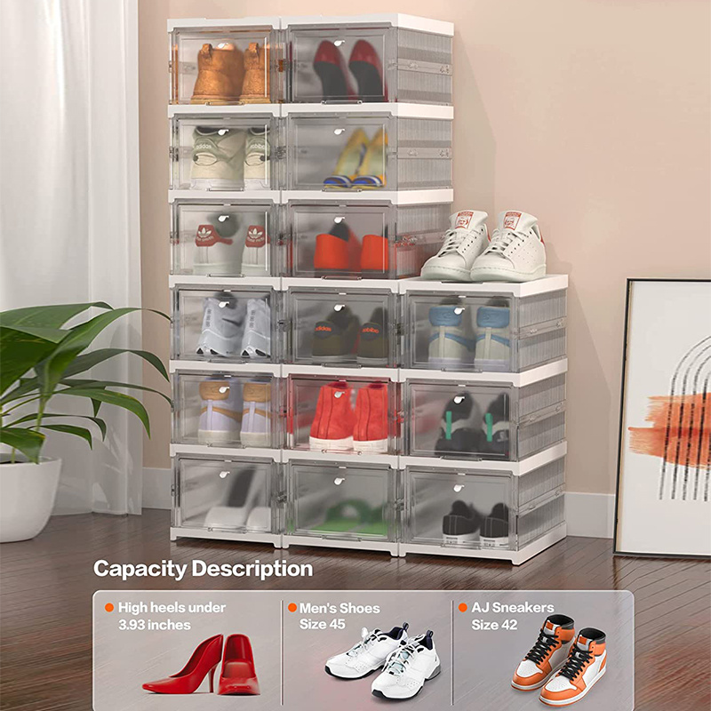 Wholesale Portable Eco-Friendly Foldable Plastic Shoe Rack Storage Cabinet Universal Foldable Shoes Storage Box for Bag Storage