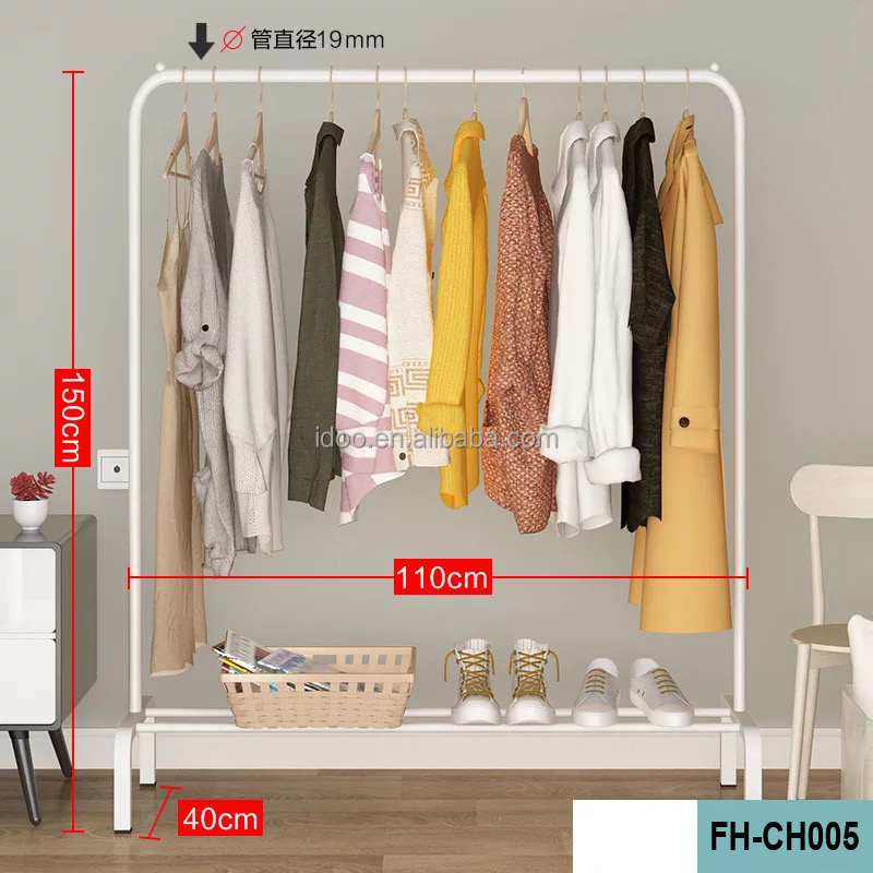 Wind Proof Iron Ball Stainless Steel Stand Clothes Storage Rack