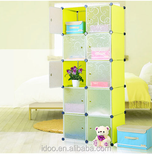 10 Cubes Pp Plastic Cabinet For Storing Toys Blue Wardrobe Closet Cabinets For Girls