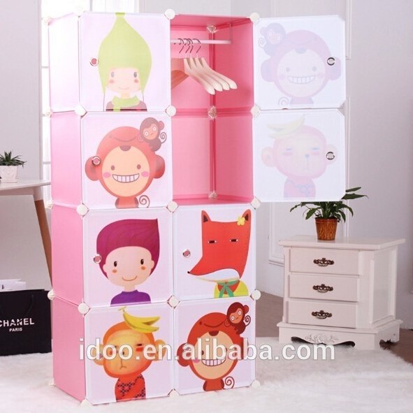 Source Factory Baby Wardrobe Cartoon Kids Plastic Portable Clothes Wardrobe Closet Organizer