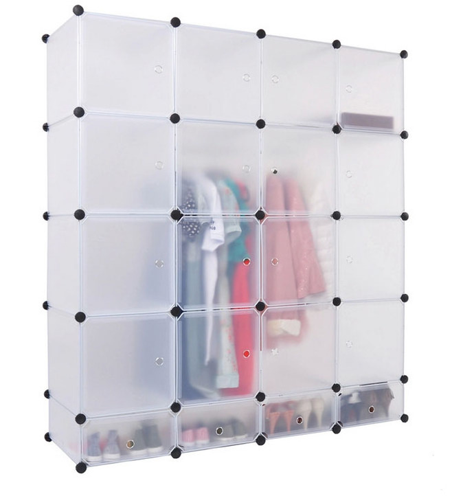 Plastic Portable Wardrobe Adjustable Pp Large Wardrobe Closet Armoire With Doors