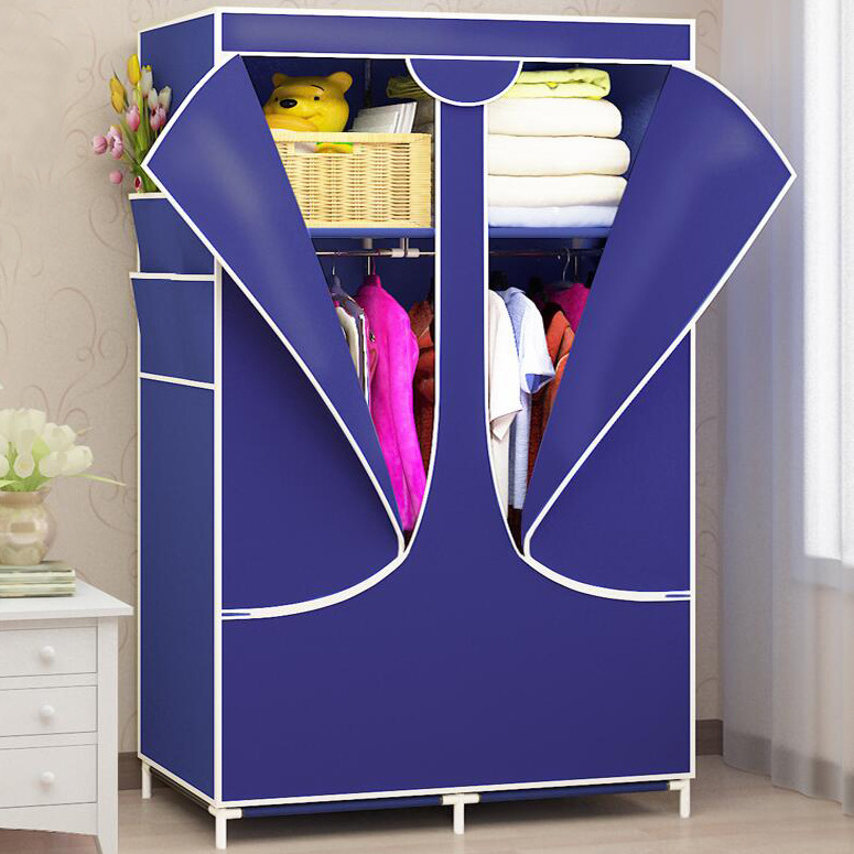 Portable Wardrobe Closet Storage Organizer Metal Hanging Rack Non-Woven Fabric wardrobe