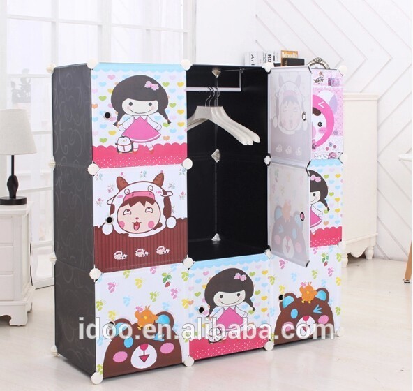 9 Cubes Cheap Pp Plastic Wardrobes Bedroom For Girls Kids Pink Wardrobe Furniture