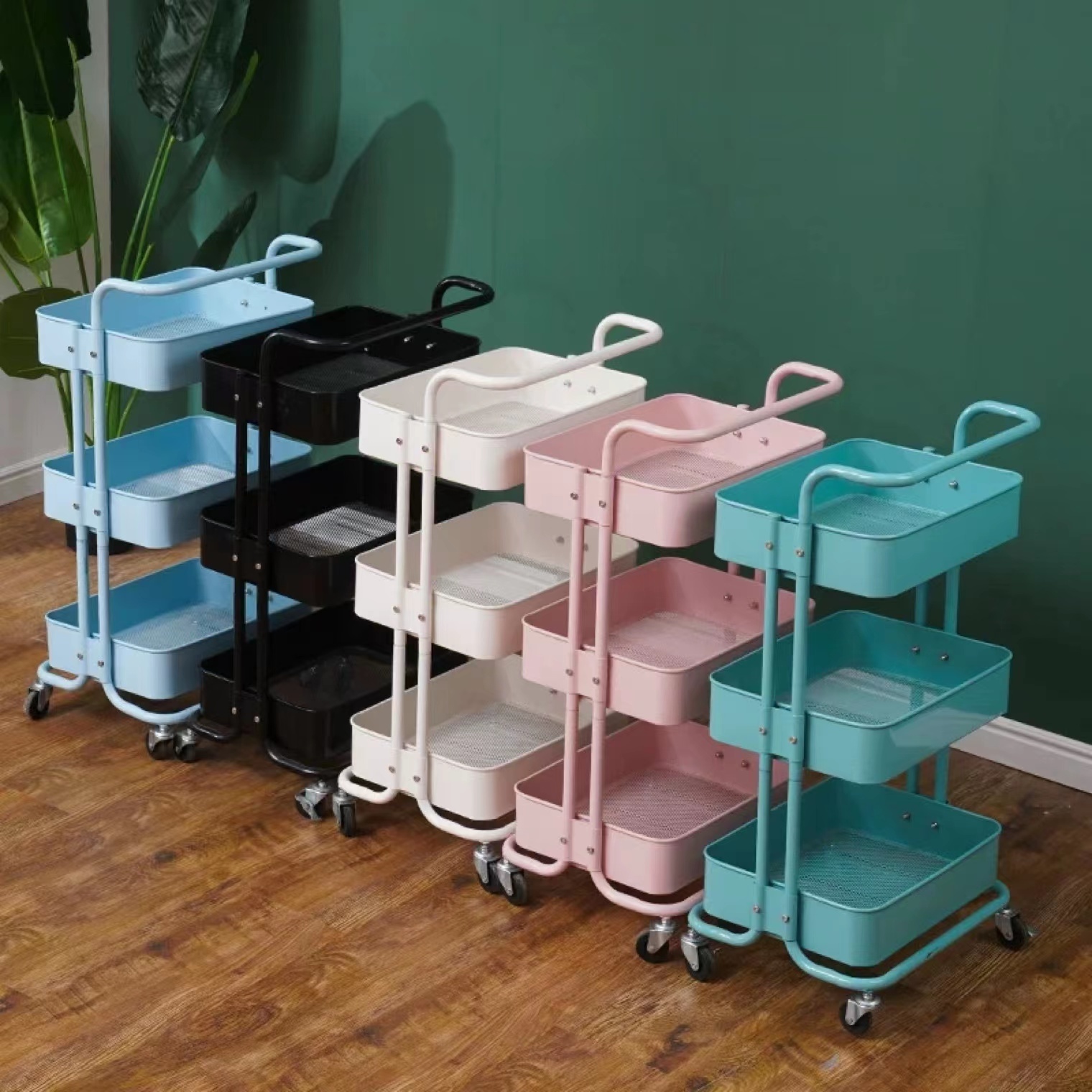 Factory Direct Sales 3 Tier Utility Rolling Craft Storage Cart foldable rolling cart