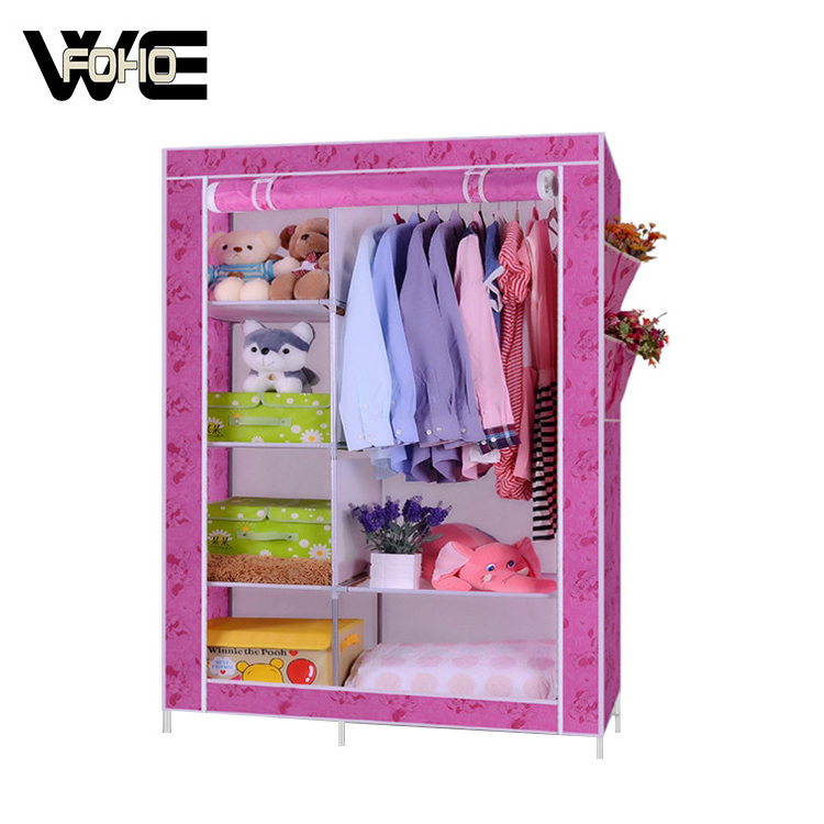 Modern Metal Wardrobe Closet Mobile Living Room Furniture With Adjustable Clothes Organizer For Bedroom Use