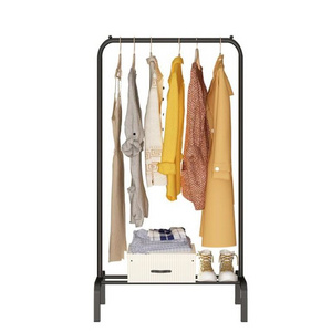 Simple Clothing Garment Rack, Clothes Stand Rack with Lower Storage Shelf for Boxes, Shoes, Boots