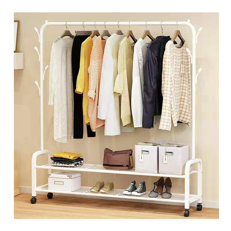 Factory Supplier Coat Racks Storage Adjustable Bedroom Clothing Rolling Garment Rack