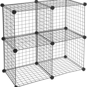 4 Cube Grid Wire Storage Shelves Black