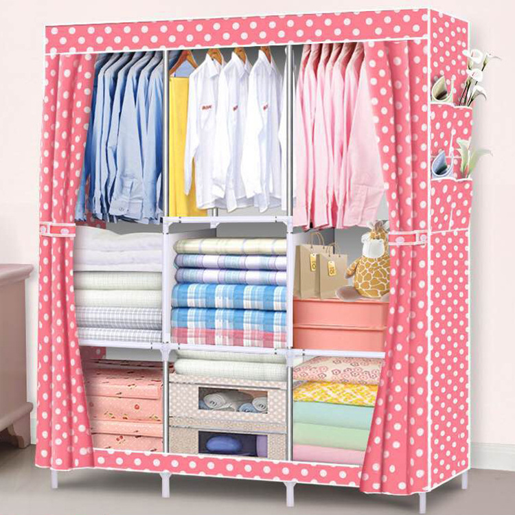 Premium OEM Factory Fabric Wardrobe Foldable Bedroom Canvas Wardrobe Clothes Organizer