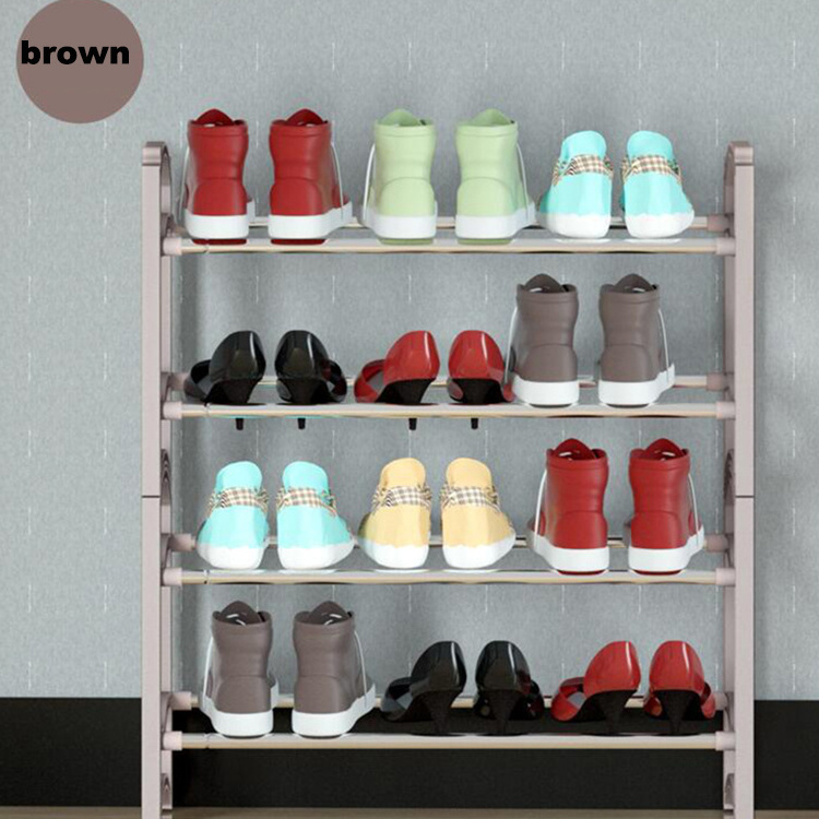 Wholesale Custom Shoe Rack Iron Tube Plastic 4 Tier Collapsible Shoes Rack Stand Organizer