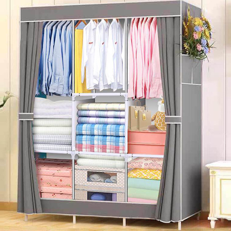 Premium OEM Factory Fabric Wardrobe Foldable Bedroom Canvas Wardrobe Clothes Organizer