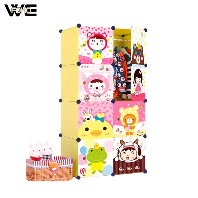 Source Factory Baby Wardrobe Cartoon Kids Plastic Portable Clothes Wardrobe Closet Organizer