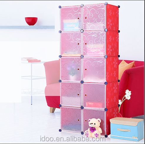 10 Cubes Pp Plastic Cabinet For Storing Toys Blue Wardrobe Closet Cabinets For Girls