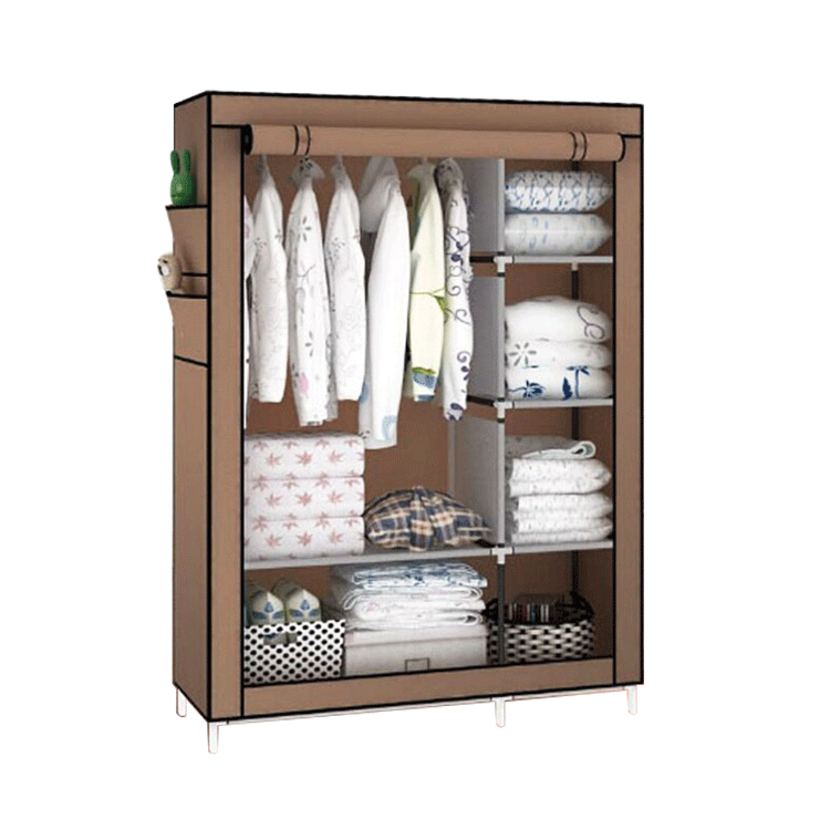 Modern Metal Wardrobe Closet Mobile Living Room Furniture With Adjustable Clothes Organizer For Bedroom Use