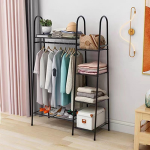 Custom OEM Double Stand Garment Rack 4 Tier Storage Corner Heavy Duty Metal Garment Drying Rack