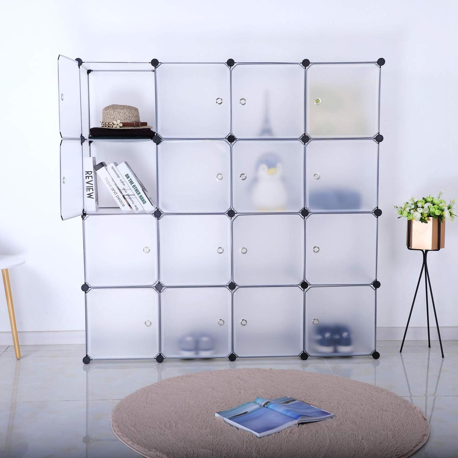 18 Cubes Organizer Cubby Shelving Plastic Storage ,DIY Modular Bookcase Closet System Cabinet