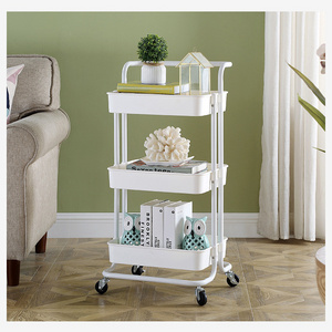 Multifunctional Use Home Slim Storage Cart Carbon Steel Durable 3 Layer Metal Trolley Car