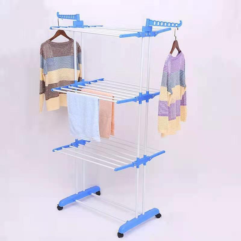 Clothes Drying Rack, Rolling Folding Dryer Hanger Storage Collapsible towel Rack Standing Rack