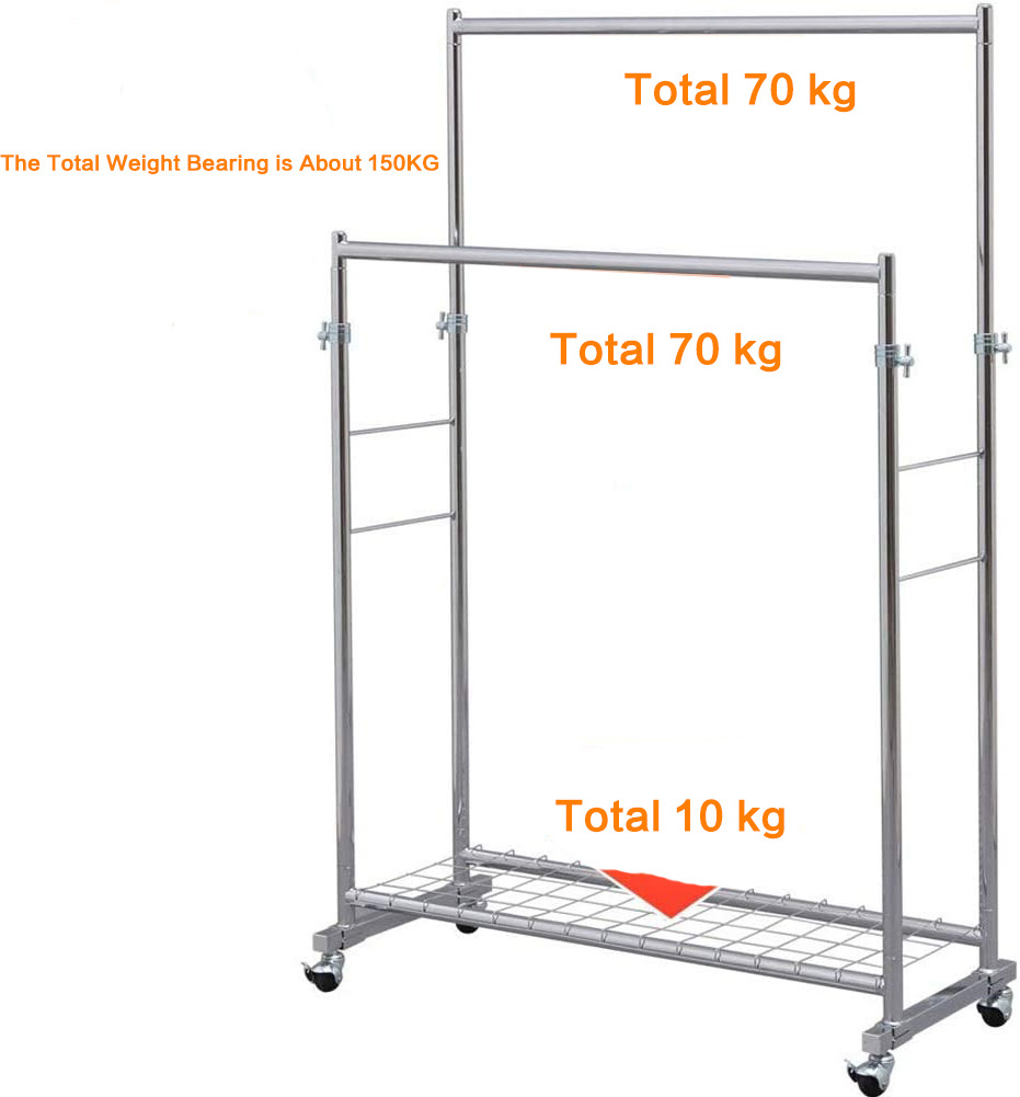 Source Factory Garment Rack Mobile Furniture Heavy Duty Garment Clothing Rack with ABS Wheels