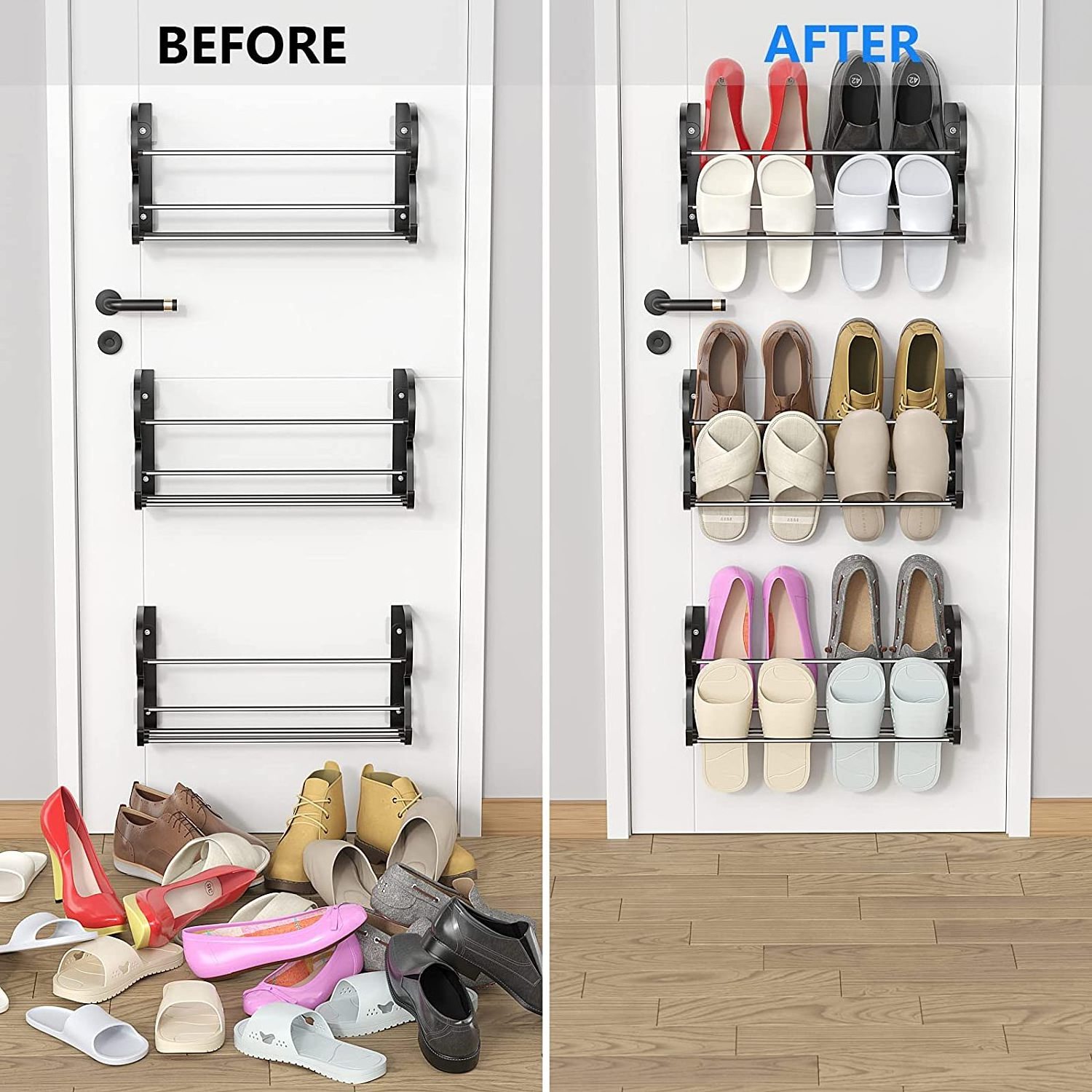 Excellent Quality Small Shoe Rack White Hanging Over Door Shoe Racks With Adhesive For Home