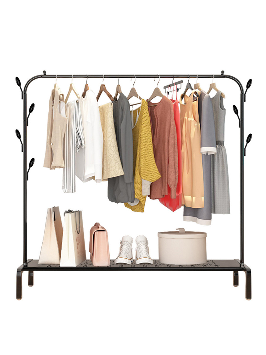 Custom OEM Drying Rack Floor Coat Adjustable Bedroom Rolling Garment Display Rack