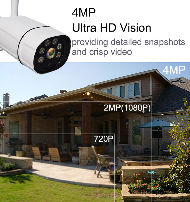 Tuya Smart CCTV wireless security IP camera 4MP 2K colorvu dual light 6X zoom WiFi outdoor bullet camera for POE NVR