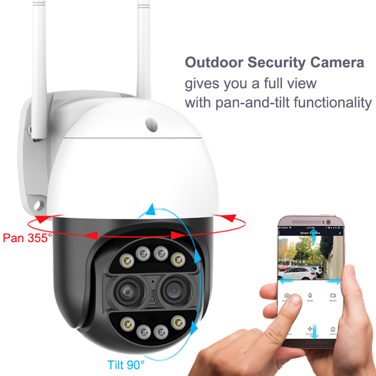 Good Quality Dual Lens 8MP 4K Auto Tracking Wifi PTZ Camera Wifi IP AI CCTV Security Camera