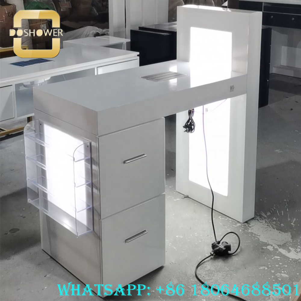 customized nail table dust collector with led light nail lamp manicure table supplier of set chair and table for nail spa